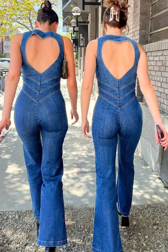 Kira - Denim Jumpsuit met Open Rug