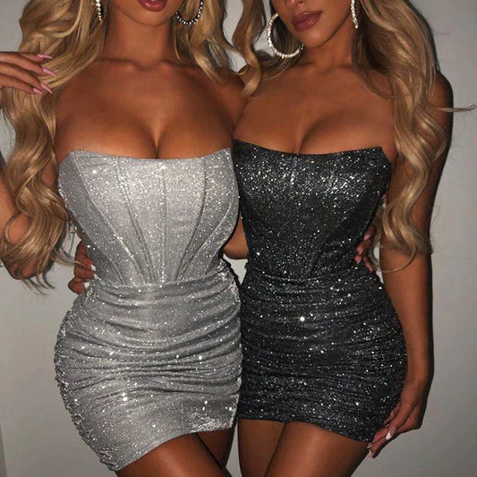 Glimora™ – Strapless Glitter Bodycon Jurk voor Dames