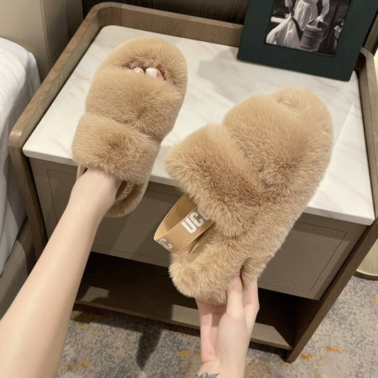 FurStep™ – Fluffy Pantoffels met Elastische Hakband