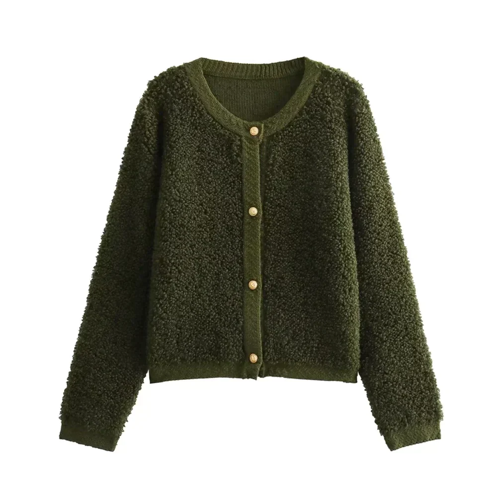 WoolyKnit™ – Zachte Teddy Cardigan met Gouden Knopen