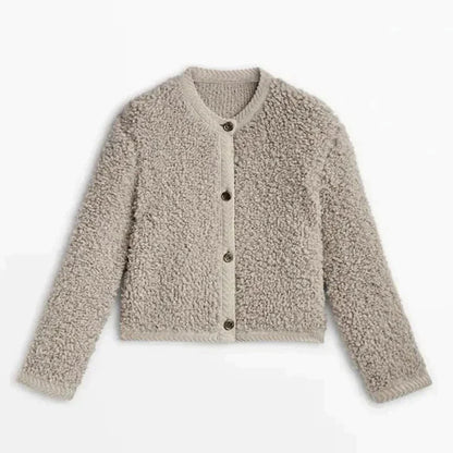 WoolyKnit™ – Zachte Teddy Cardigan met Gouden Knopen