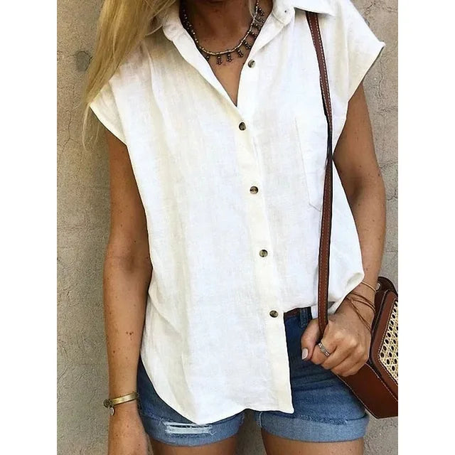 Linde - Mouwloos Linnen Blouse