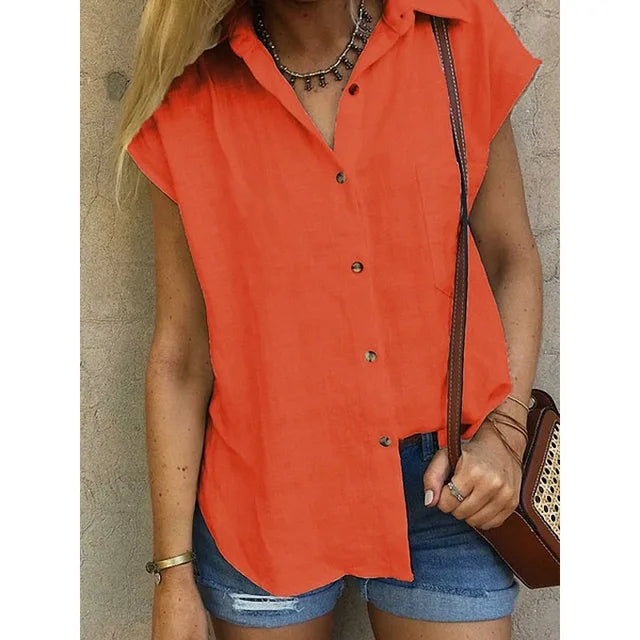 Linde - Mouwloos Linnen Blouse