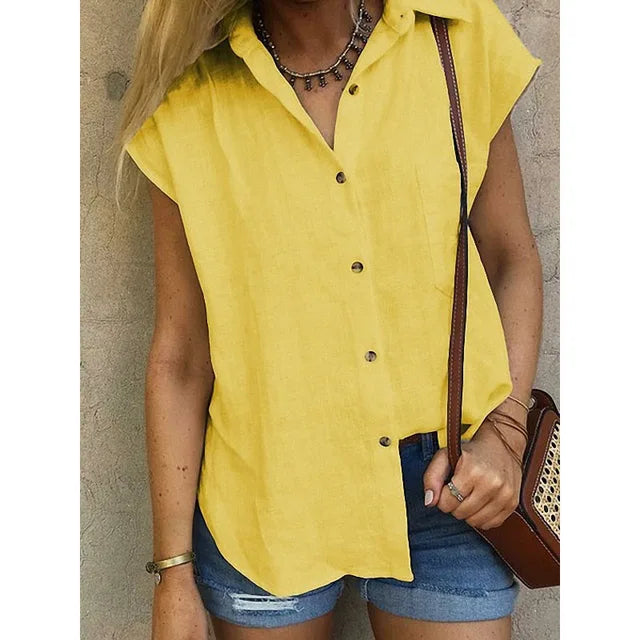 Linde - Mouwloos Linnen Blouse