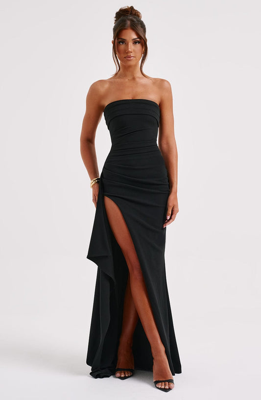 Aurora - Off-Shoulder Maxi Jurk met Hoge Split