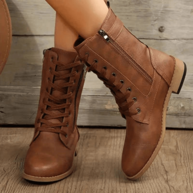 Diana - Veterboots met lage hak