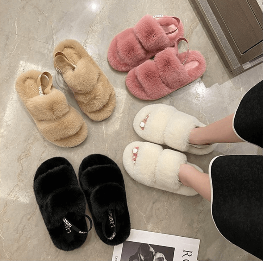 FurStep™ – Fluffy Pantoffels met Elastische Hakband