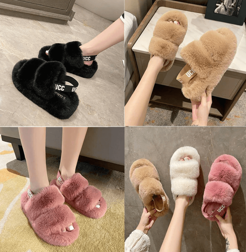 FurStep™ – Fluffy Pantoffels met Elastische Hakband