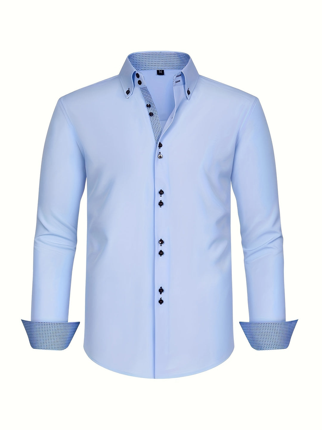 Eleganzo™ – Slim Fit Heren Overhemd met Contrasterende Details