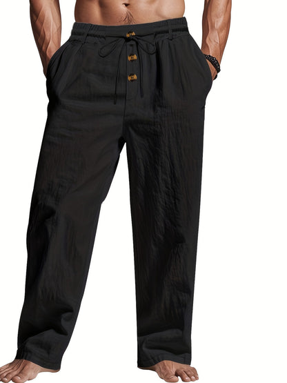 Luca – Heren Linnen Loungebroek met Knoopdetail