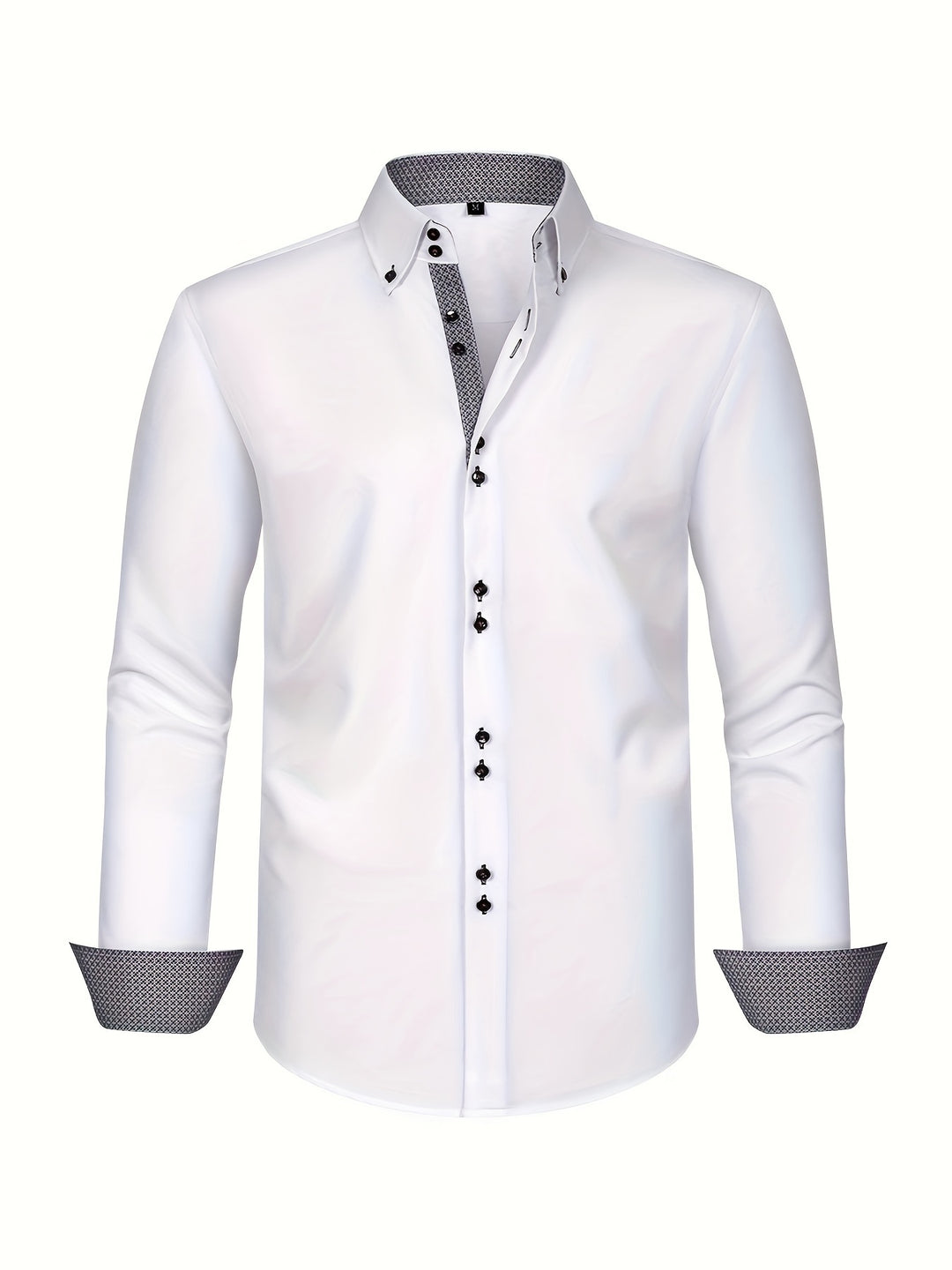 Eleganzo™ – Slim Fit Heren Overhemd met Contrasterende Details