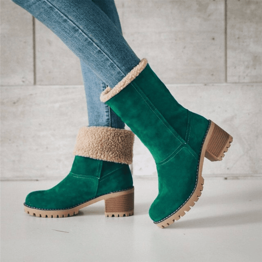 Nordica™ – Warme Dames Winterlaarzen met Imitatiebont & Blokhak