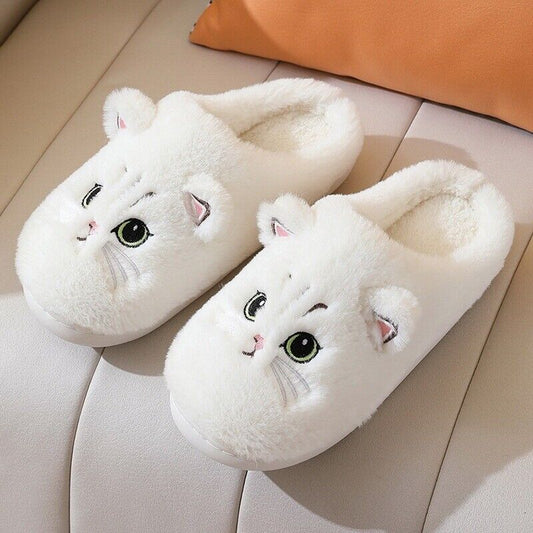 PawPlush™ – Fluffy Kattenpantoffels met Oortjes en Borduurwerk